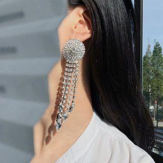 Rhinestone Disc Fringed Earring