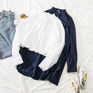 Dip Back Stand Collar Batwing Shirt