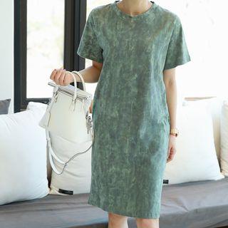 Tie-dye T-shirt Dress Khaki - One Size