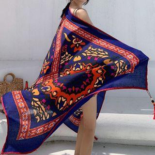 Printed Tassel Shawl As Shown In Figure - One Size