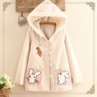 Rabbit Embroidered Pocketed Coat