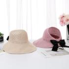 Bow-accent Knit Open Top Sun Hat