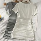 Cutout-back Ruched Mini Dress