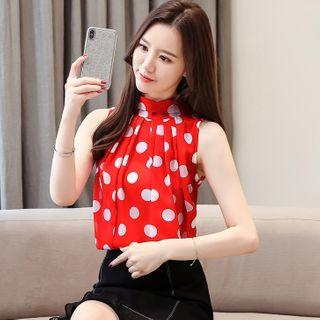 Sleeveless Dotted Blouse