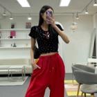Letter Strawberry-pattern Crop Top