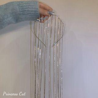 Rhinestone Fringed Headband 1 Pc - Rhinestone Fringed Headband - Silver - One Size