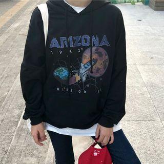Printed Hoodie Black - One Size