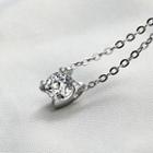 925 Sterling Silver Rhinestone Pendant Necklace 925 Silver - As Shown In Figure - One Size