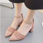 Train Strap Chunky Heel Pointed Sandals