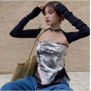 Strappy Print Top / Knit Shrug