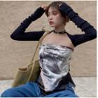 Strappy Print Top / Knit Shrug