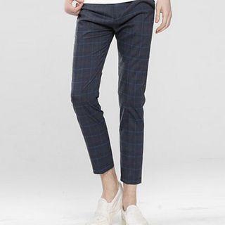 Window Pane Cropped Slim Fit Pants