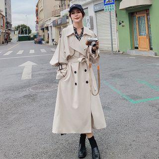 Notch Lapel Contrast Trim Trench Coat