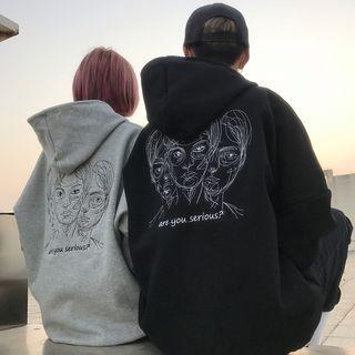 Couple Matching Face Embroidered Hoodie