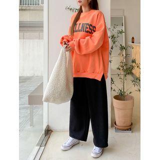 Drawstring Ribbed Wide-leg Pants