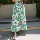 Floral Linen Blend A-line Maxi Skirt
