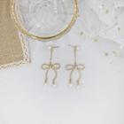 Faux Pearl Alloy Bow Fringed Earring
