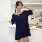 Elbow-sleeve Sailor Collar Dress