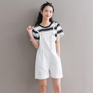 Spaghetti Strap Wide-leg Dungaree Shorts