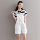 Spaghetti Strap Wide-leg Dungaree Shorts