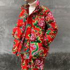 Floral Print Padded Zip-up Jacket