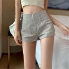 Zip-up High-waist Denim Shorts