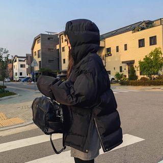Zip-side Oversized Padded Anorak Hoodie