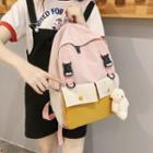 Multi-section Snap Buckle Nylon Backpack