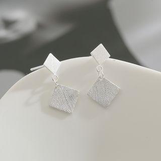 925 Sterling Silver Square Drop Earrings As Shown In Figure - One Size