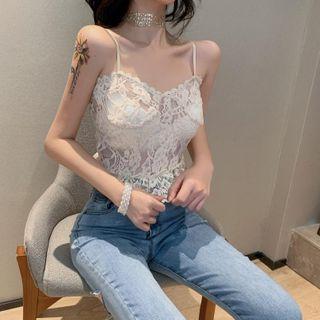 Lace-up Cropped Lace Camisole