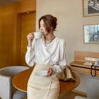 Drape-front Crepe Blouse