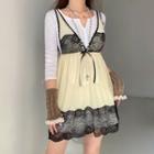 Lace Paneled V-neck Sleeveless Dress
