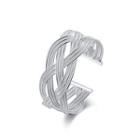 Fashion Generous Geometric Woven Open Bangle Silver - One Size