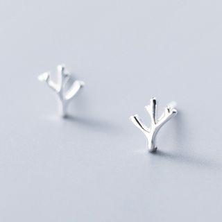 925 Sterling Silver Branches Stud Earrings Silver - One Size
