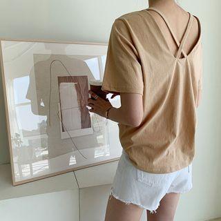 Cross-strap Plain T-shirt