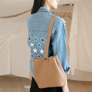 Print Back Denim Jacket Blue - One Size
