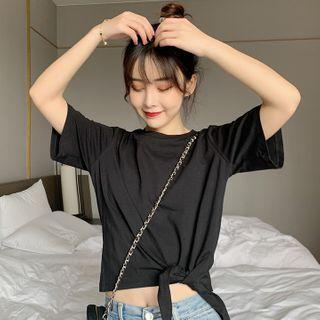 Short-sleeve Tie-hem Cropped T-shirt