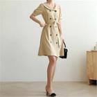 Tall Size Double-breasted Coatdress With Sash