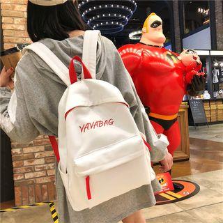 Canvas Printed Contrast Strap Backpack