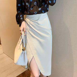 High-waist Asymmetric Side Slit Skirt