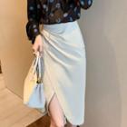 High-waist Asymmetric Side Slit Skirt