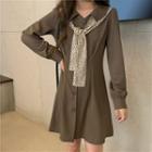 Leopard Print Tie-neck Shirtdress
