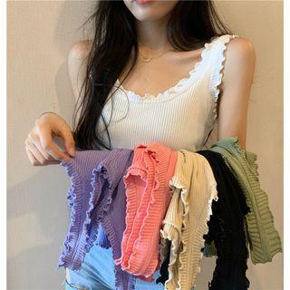 Plain Skinny Ruffle Tank Top