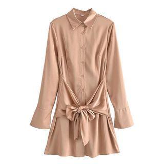 Long-sleeve Wrap Mini Shirtdress