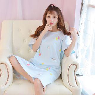 Citrus Print Short-sleeve Nightdress