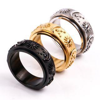 Moon & Star Embossed Stainless Steel Ring