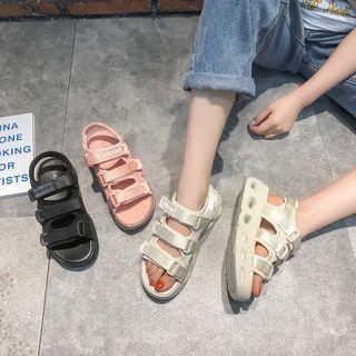 Adhesive Tab Platform Flat Sandals