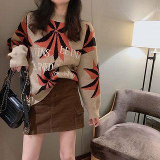 Mock-neck Loose-fit Printed Sweater