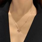 Butterfly Faux Crystal Pendant Necklace Ax064 - Rose Gold - One Size
