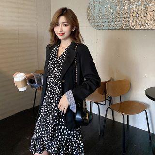 Set: Blazer + Long-sleeve Print Dress
